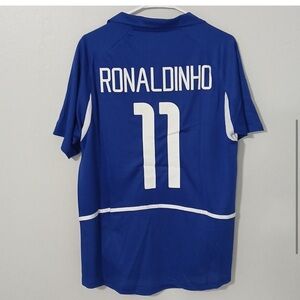 Blue 2002 Brazil away jersey ronaldinho number 11